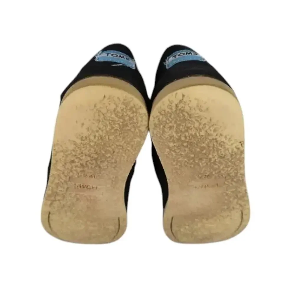 Toms Shoes Womens 7 Casual Flats Slip On Crepe Alpargata Black Comfort Lifestyle